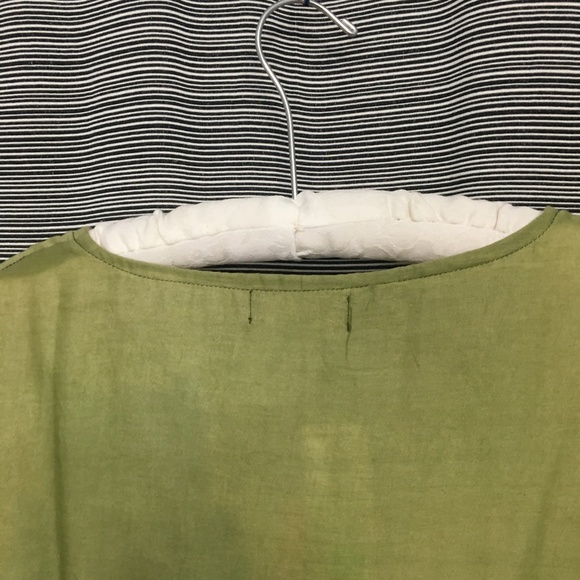 Dragonfly Short Sleeve Cotton Dress with Overlay in Green & Cream Size Large - Picture 4 of 12